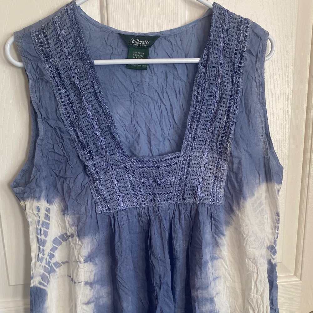 Stillwater Supply Co Boho Tiedye Crochet Top XL